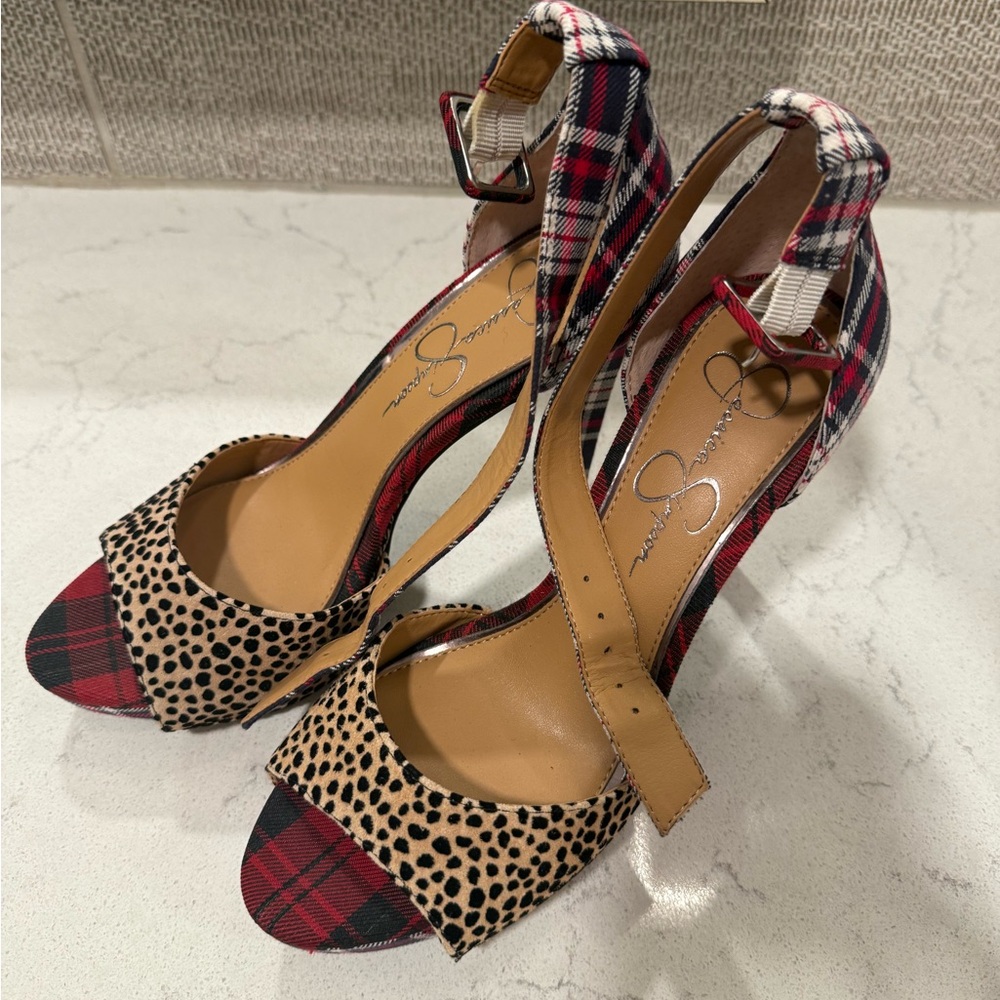 Perfect heels for Christmas! Jessica Simpson brand strap heel.